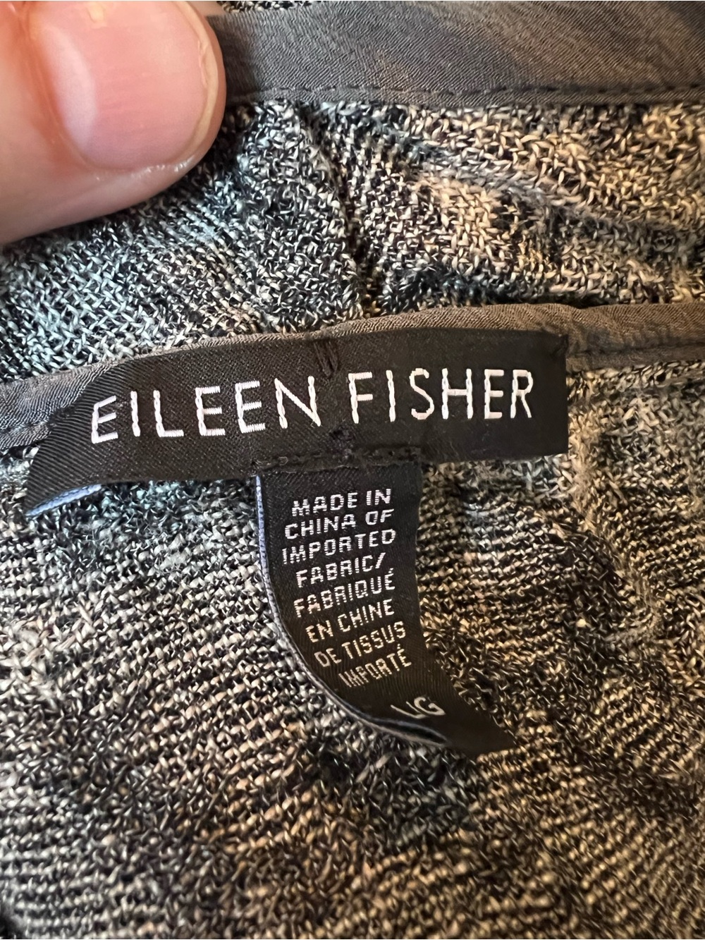 Eileen Fisher Gray Marble-Effect Open Front Cardigan - Picture 5 of 6